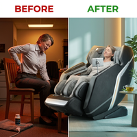 4D Deluxe Gray and Black Zero Gravity and Space Saving Faux Leather Heated Massage Chair with Sl-Track and Bluetooth — Before & After
