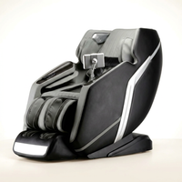 4D Deluxe Gray and Black Zero Gravity and Space Saving Faux Leather Heated Massage Chair with Sl-Track and Bluetooth — Studio Shot