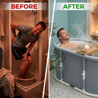 Portable Foldable Bath Tub for Adults No Installation Needed Large Separate Hot SPA Soaking Ice Bathtub Gray — Before & After