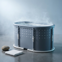Portable Foldable Bath Tub for Adults No Installation Needed Large Separate Hot SPA Soaking Ice Bathtub Gray — Studio Shot