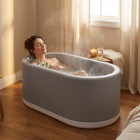 Portable Foldable Bath Tub for Adults No Installation Needed Large Separate Hot SPA Soaking Ice Bathtub Gray — Lifestyle